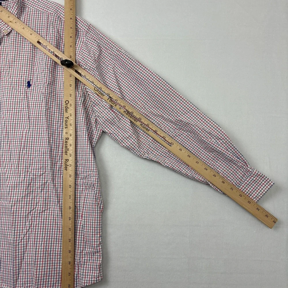 Polo Ralph Lauren Blake Shirt Mens XL Red Blue Plaid Cotton Long Sleeve Buttons